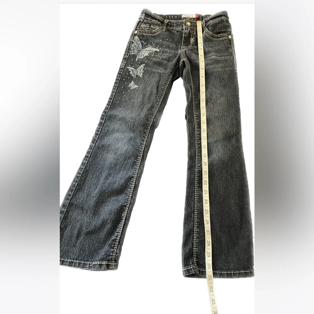 SO girls butterfly rhinestone blue jeans Size 8